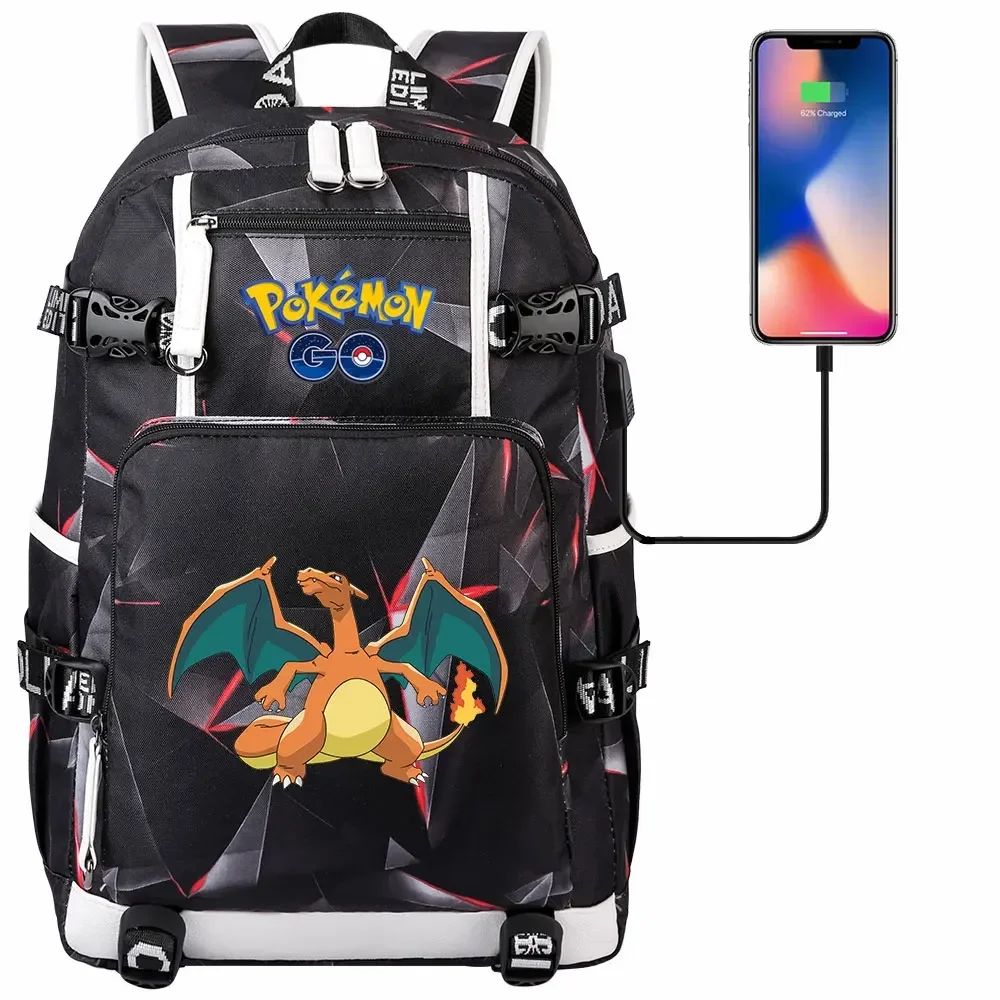 New Eevee Charizard USB Teenagers Schoolbags Women Men Laptop Travel Backpack Girl Boys Kids School Book Bags