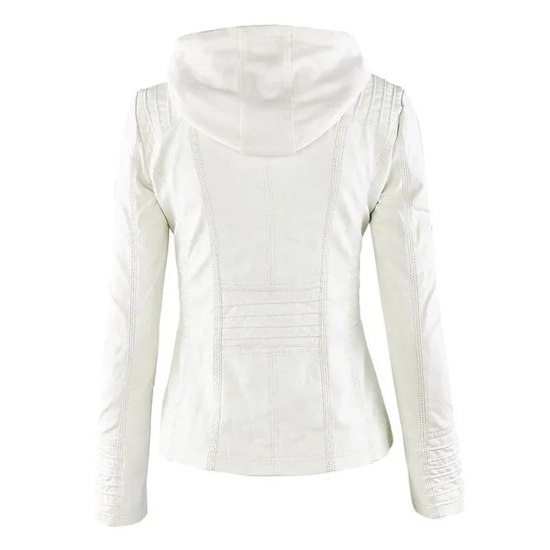 Gothic Faux Leather Jacket Women Coat 2025 Hoodies Winter Autumn Motorcycle Jacket Black Outerwear Leather PU Basic Jacket Coat