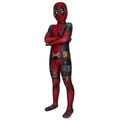 Adult Kids Deadpool Cosplay Costume Bodysuit Outfits Superhero Jumpsuit Boys Movie Character Dress Up Mask Costumes With Swords