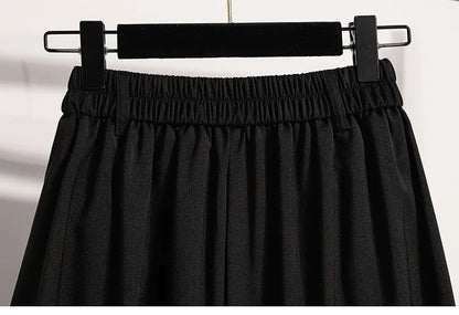 Solid Versatile Medium Length Pleated Skirt 2026 Plus Size Skirts A-Line Maxi Gown Spring Autumn New Half-length Umbrella Skirt