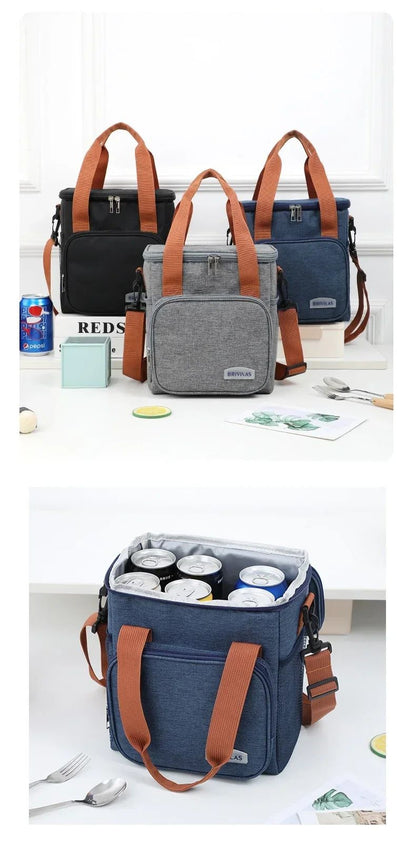 Large Capacity Lunch Bag Thermal Insulation Thickened Waterproof Bags Portable With Handle Crossbody Bag Waterproof Oxford Cloth