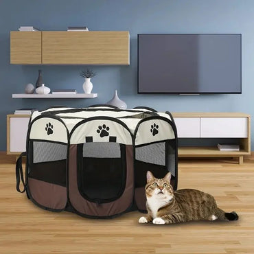 Tenda Canil Portátil Dobrável para Pets, Cerca Octogonal, Abrigo para Filhotes, Fácil de Usar, Operação Simples ao Ar Livre, Grades para Cães Grandes, Cercados para Gatos
