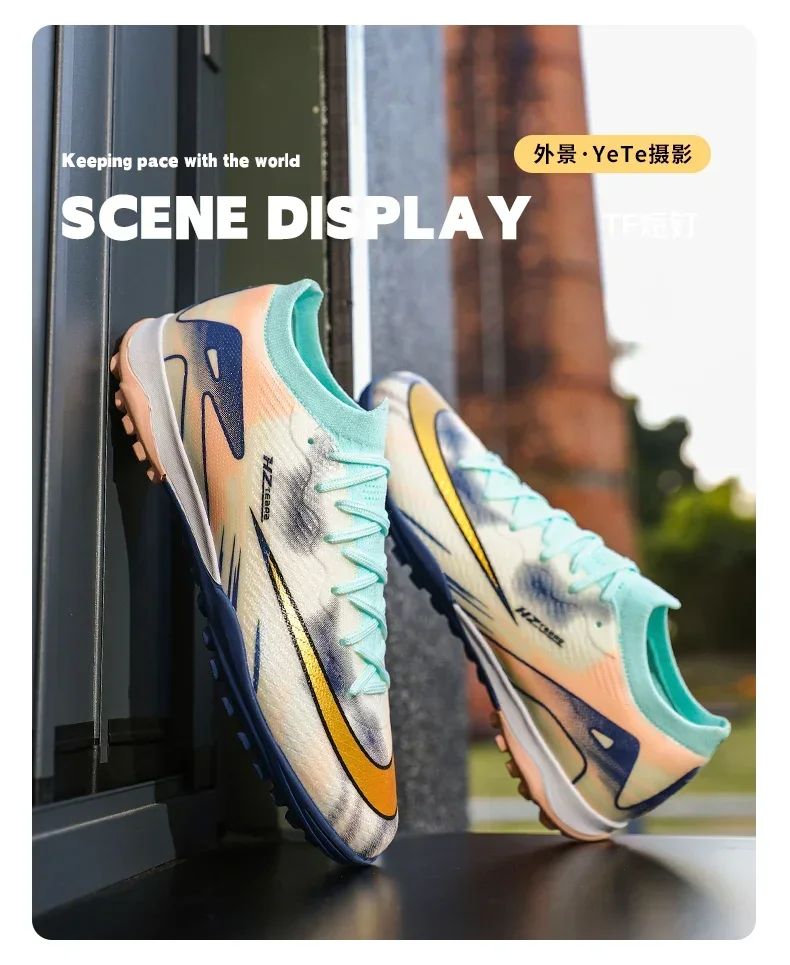 New Men Football Boots Match Ultralight Grass Cleats Soccer Shoes Sneakers Indoor Breathable Long Spikes Training Drop Shipping