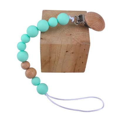 2023 New Baby Wood Beaded Pacifier Clip Silicone Chain Nipple Holder Infant Soother Teether