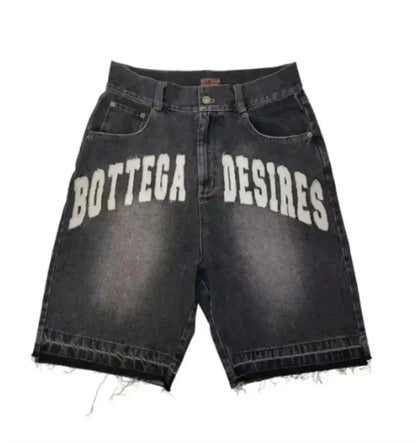 American Fashion Hip Hop Embroidered Denim Shorts Men Street Y2K New Casual Vintage Loose Jeans Unisex Harajuku Punk Rock Shorts