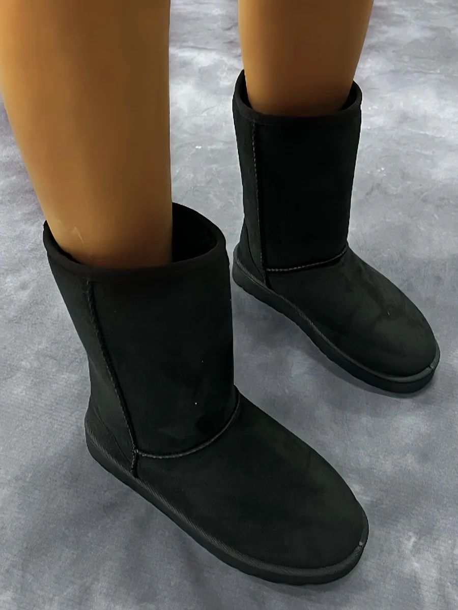 Comfortable Solid Color Medium Top Snow Boots Versatile Non-slip Winter Warm Outdoor Boots