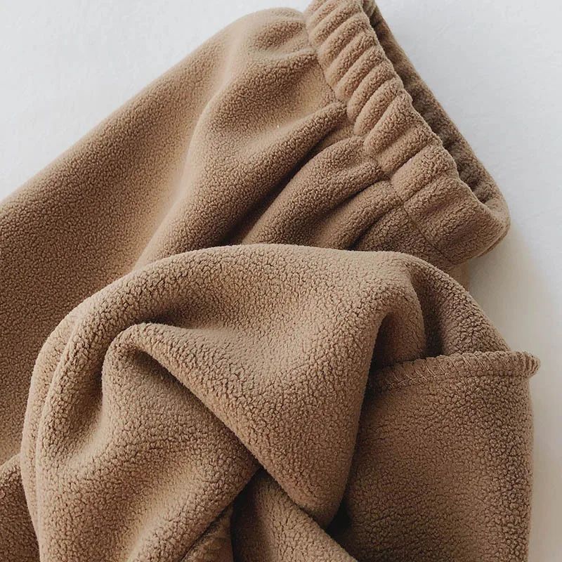 Thick Warm Fleece Lined Wide Leg Casual Sweatpants Women's Autumn Winter plus Size Cuffed Slimming Loose Fit Sport Pants