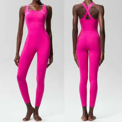 One-Piece Yoga Jumpsuit Women Gym Running Suit Super Soft Slim Fit Fitness Onesie Breathable High Stretch Workout Clothes Tights