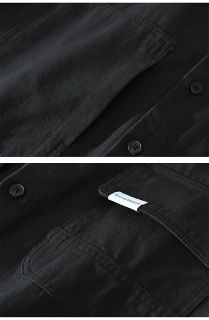 Cargo Shirt Men Spring Autumn Double Pocket Long Sleeve Shirts Male Casual Pure Cotton Orange Shirt Japanese Fashion Loose Shirt