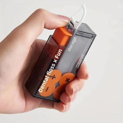 Mini Caixa de Fio Dental com Suporte de Palito de Dente com Ejeção Automática, Caixa Portátil para Fio Dental, Organizador de Fio Dental, Dispensador de Palitos de Dente