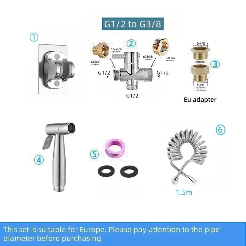 Handheld Bidet Toilet Sprayer Jet Kit Stainless Steel Shattaf Sprayer Kit Bathroom Personal Hygiene