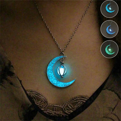 Colar com Pingente de Lua Luminosa para Meninas Adolescentes Colar Gargantilha Brilha no Escuro Joias Presentes ????????