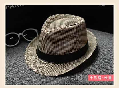 Fashionable Elegant Vintage Unisex Classic Summer Hat with Brim for Men and Women in Black, White, Red, Panama Top Jazz Beach Fe