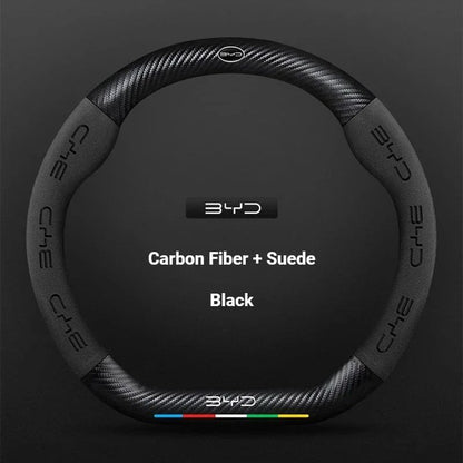 Car Suede Steering Wheel Cover For BYD Atto 3 Act Seal Tang F3 E6 Yuan Song Plus EV F0 Qin Han Dolphin S6 Leather anti-slip