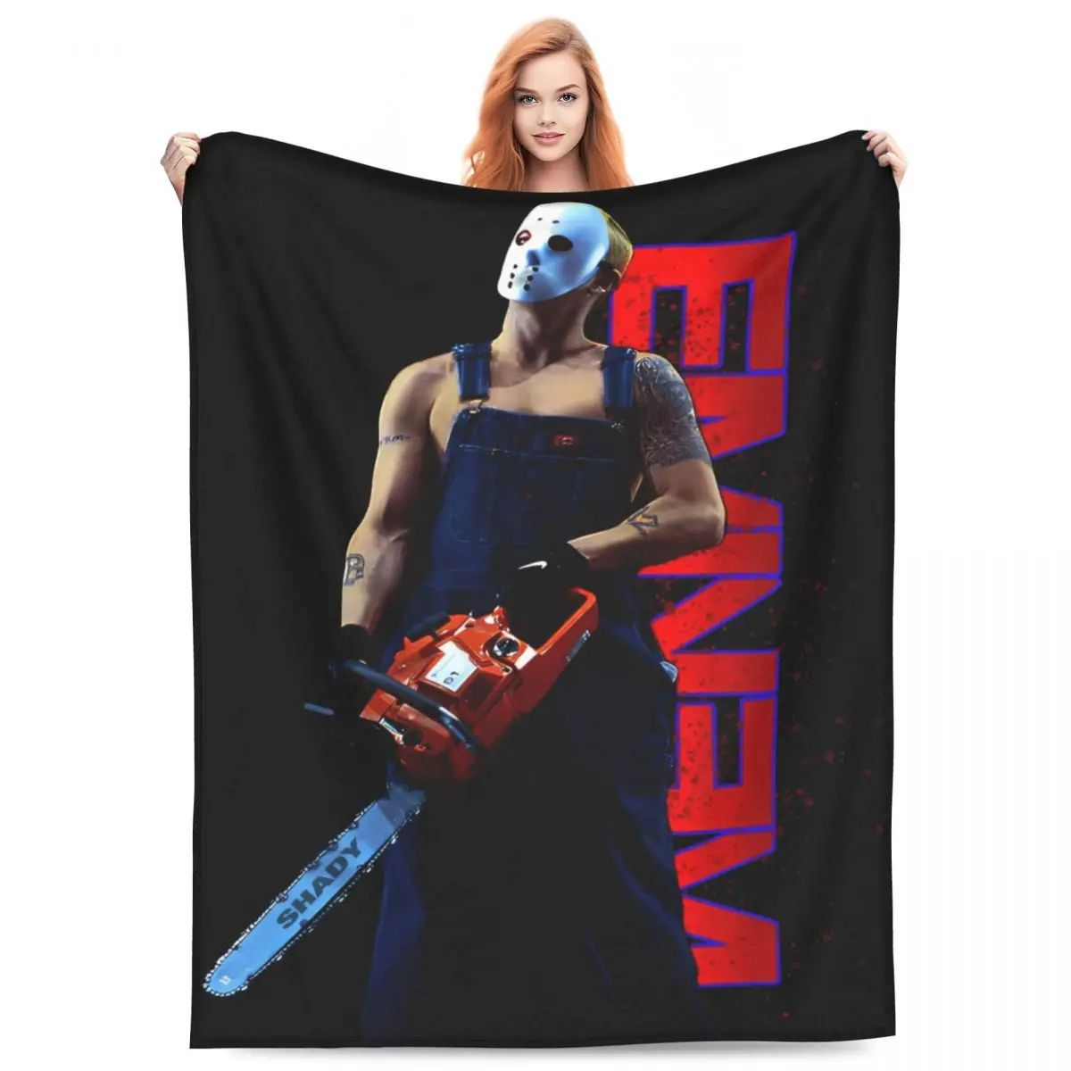 Eminem Inspired Coral Fleece Throw Blanket Super Soft Plush for Home Travel Bedding Air Conditioning  Summer Essential