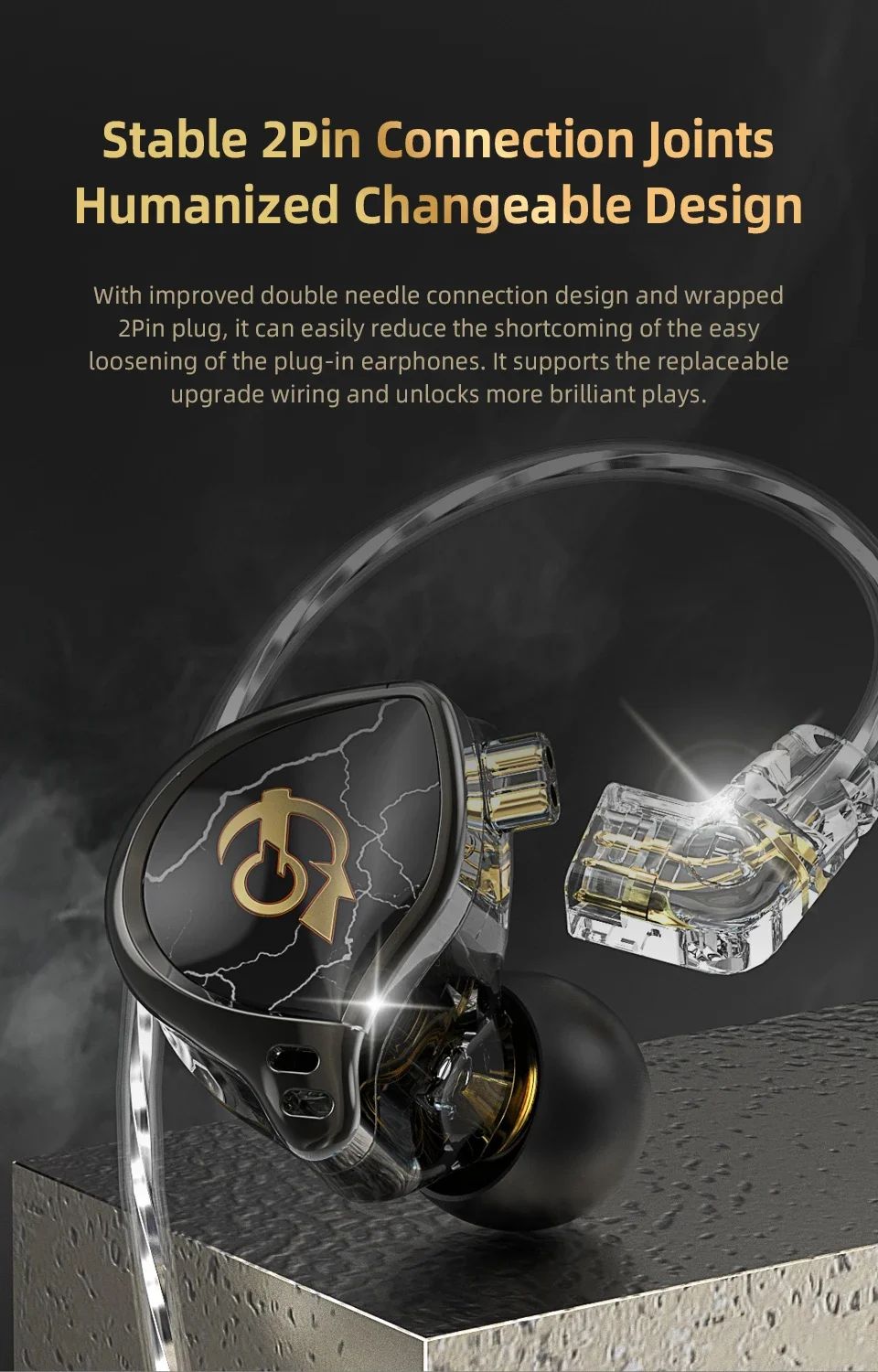 QKZ X HBB Best HiFi In Ear Wired Earphones 10mm Titanium-Coated Diaphragm Semi-open Cavity CNC Aluminum Alloy Monitor Headphone