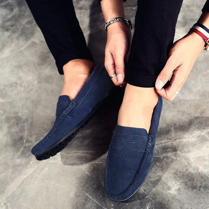 High Quality Leather Men Loafers  Slip on Mens Casual Shoes Fashion Flats Male Driving Shoes Moccasins Ten Colors Size 38-47