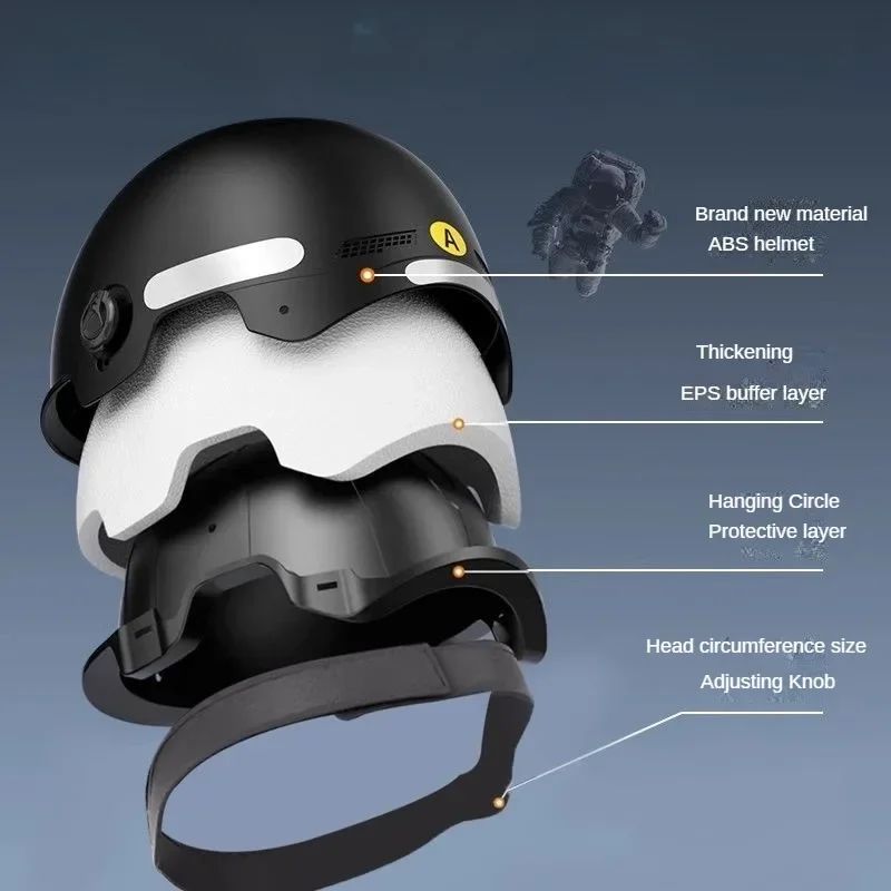 Capacete de Segurança para Bicicleta Certificado 3C Masculino e Feminino Adulto Infantil Desenho Animado Bicicleta Elétrica Moto Meio Capacete com Óculos