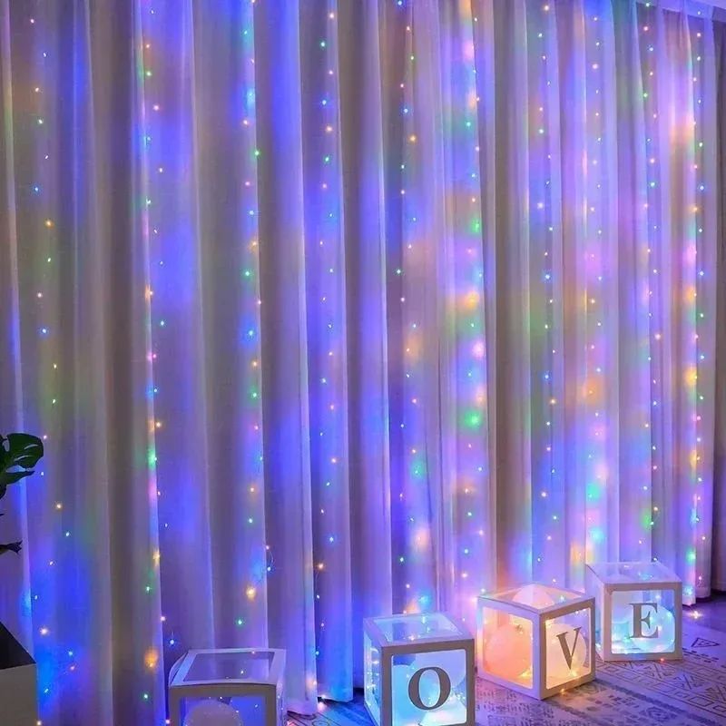 USB Curtain Lights - 8 Lighting Modes LED Fairy String Light for Christmas Halloween New Year Wedding Party Home Garden Decor