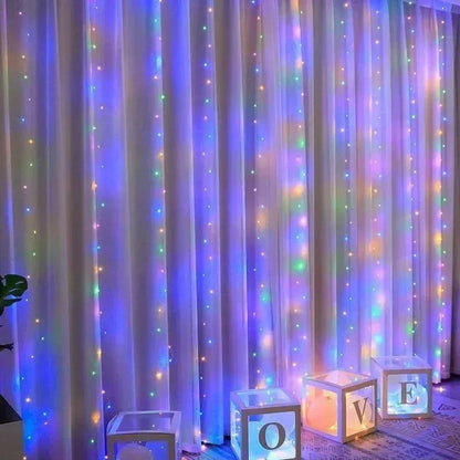 USB Curtain Lights - 8 Lighting Modes LED Fairy String Light for Christmas Halloween New Year Wedding Party Home Garden Decor