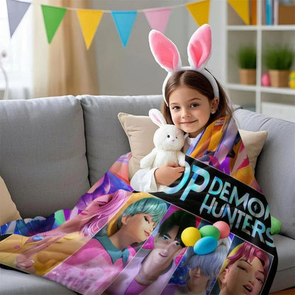 1 cobertor de flanela k-pop Demon Hunters Huntrix Cobertor macio e quente de qualidade Cobertor de inverno infantil para sofá cama Macio e fofo