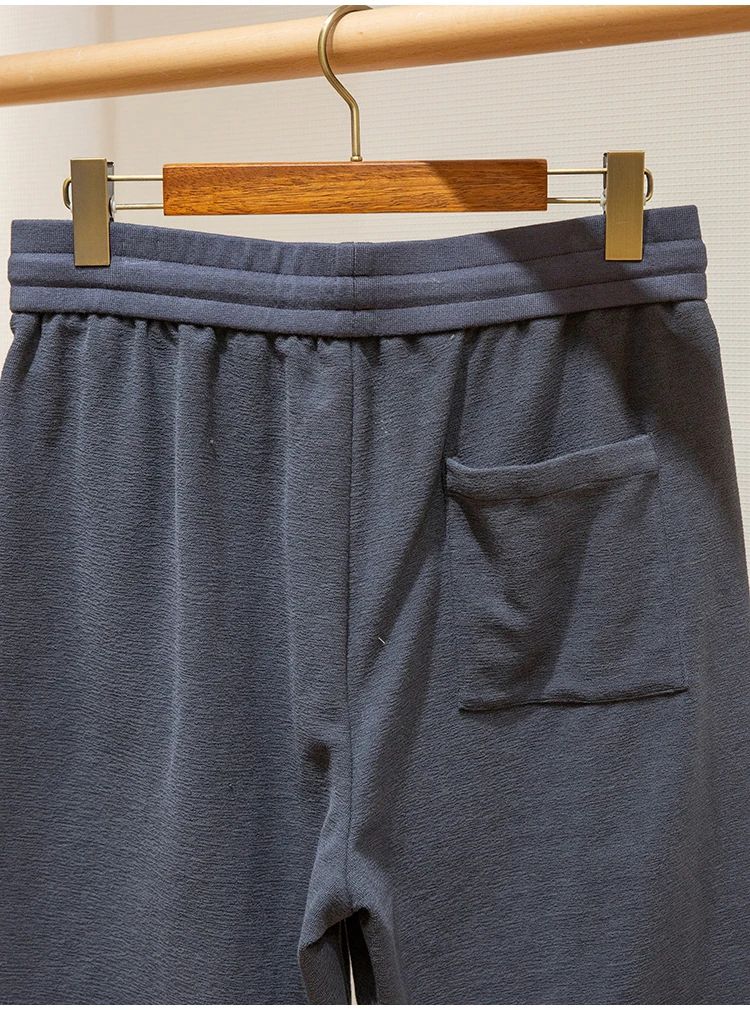 LP high-grade custom-woven cotton fabric summer men's casual elastic waist drawstring sports shorts