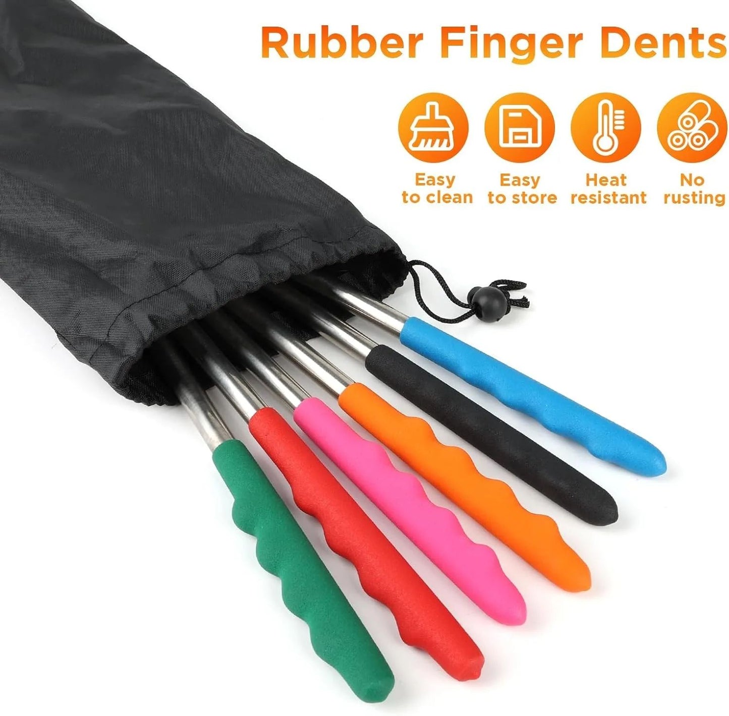 5/6/10pcs Telescopic BBQ Forks Marshmallows Roasting Sticks Stainless Steel Extendable Hot Dog Sausages Skewers Barbecue Tools