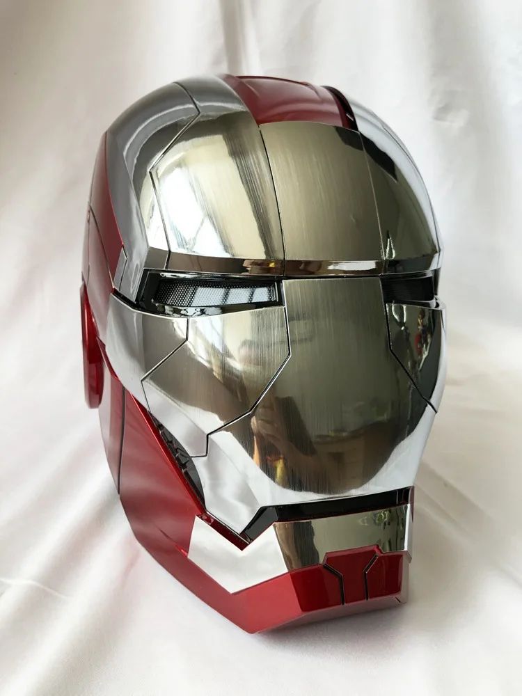 Novo capacete de Homem de Ferro AutoKing 1:1 Mk5 Cosplay Controle de Voz Olhos com Luz Modelo Brinquedos para Adultos Presente de Natal Elétrico Vestível