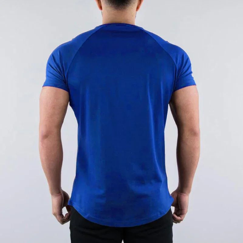 Plain Summer Cotton Breathable Short Sleeve Shirts Gym Sport Workout Muscle Running T-shirts Mens Bodybuilding Fitness Clothing