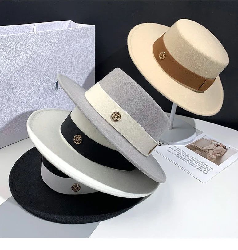 Women's Fedora Hat - Elegant Bowler Style with Ribbon Band, Panama Church Wedding Hat, Felt Jazz Cap for Men