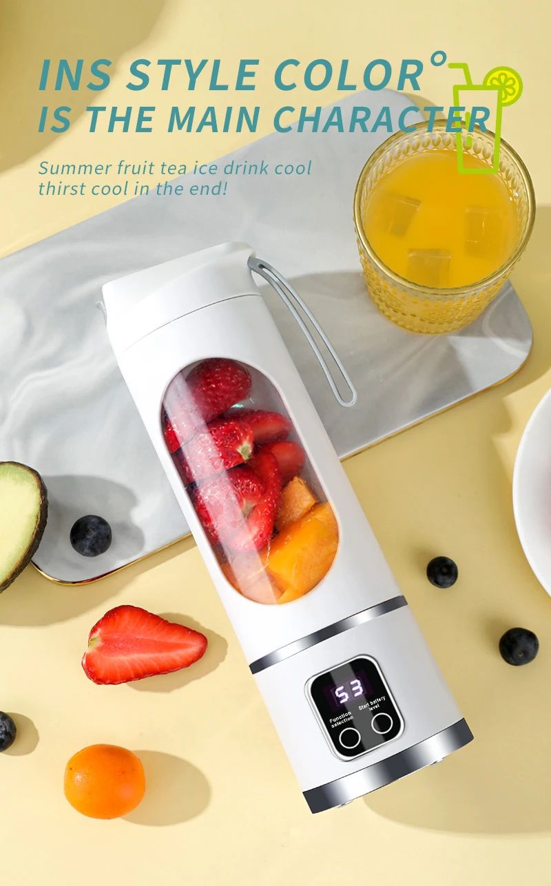2025 Novo Carregamento Doméstico MINI Triturador de Gelo Elétrico Potente Motor 450ML Grande Capacidade Copo de Suco com Display Digital