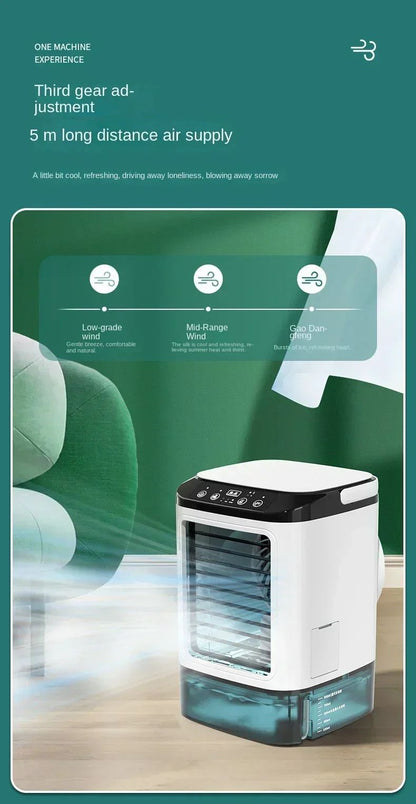 Ventilador Portátil de Ar Condicionado de Mesa Pulverização Dupla Atomização Ultrassônica Resfriador de Ar Silencioso de 3 Velocidades Luz Noturna Ventilador Elétrico para Casa
