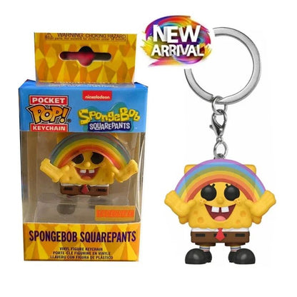 Chaveiro Funko POP Anime em Promoção: Bob Esponja Calça Quadrada Patrick Coleção Arco-Íris Pingente Boneco de Ação com Caixa