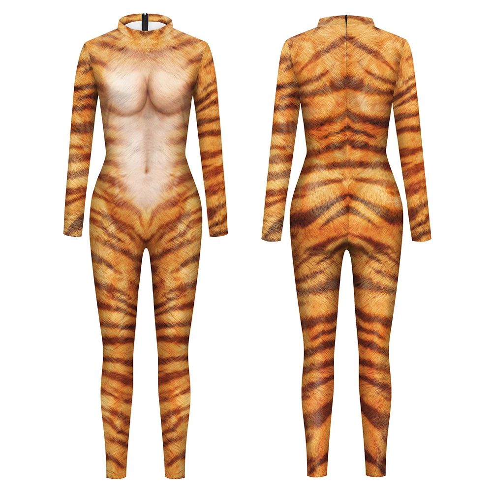 Halloween Animal Jumpsuit Snake Cosplay Costume Tiger Bodysuit Spandex Jumpsuit Party Carnival Stage Performance Dress Up