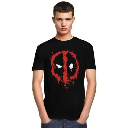 T-Shirts Kawaii Deadpool Splatter T Shirt Men Short Sleeved T-shirt Casual Tee Cotton Slim Fit Tshirt Merch Hale Spring Summer