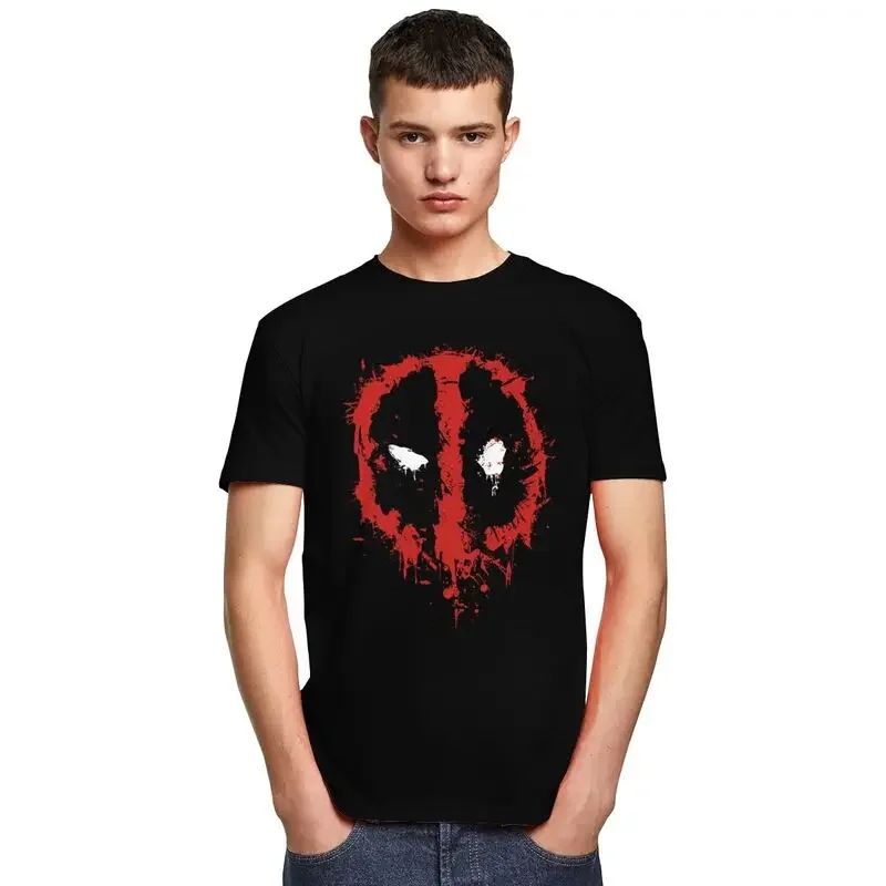 T-Shirts Kawaii Deadpool Splatter T Shirt Men Short Sleeved T-shirt Casual Tee Cotton Slim Fit Tshirt Merch Hale Spring Summer