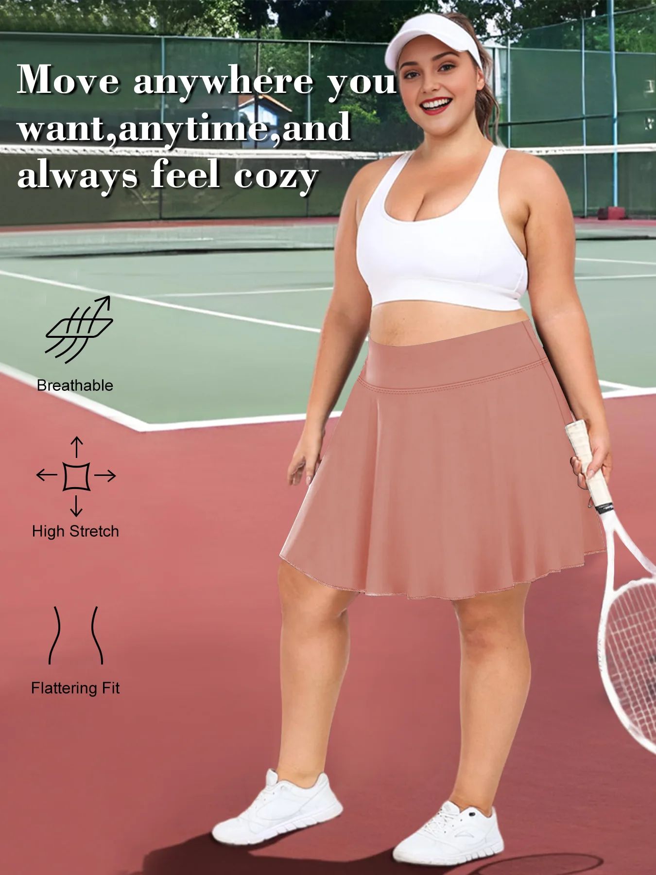 Plus Size Women with Pocket Short Skirt Fitness Short Skirt High Waist Fashion 200lbs Sports Short Skirt Gym Outdoor Solid Skirt