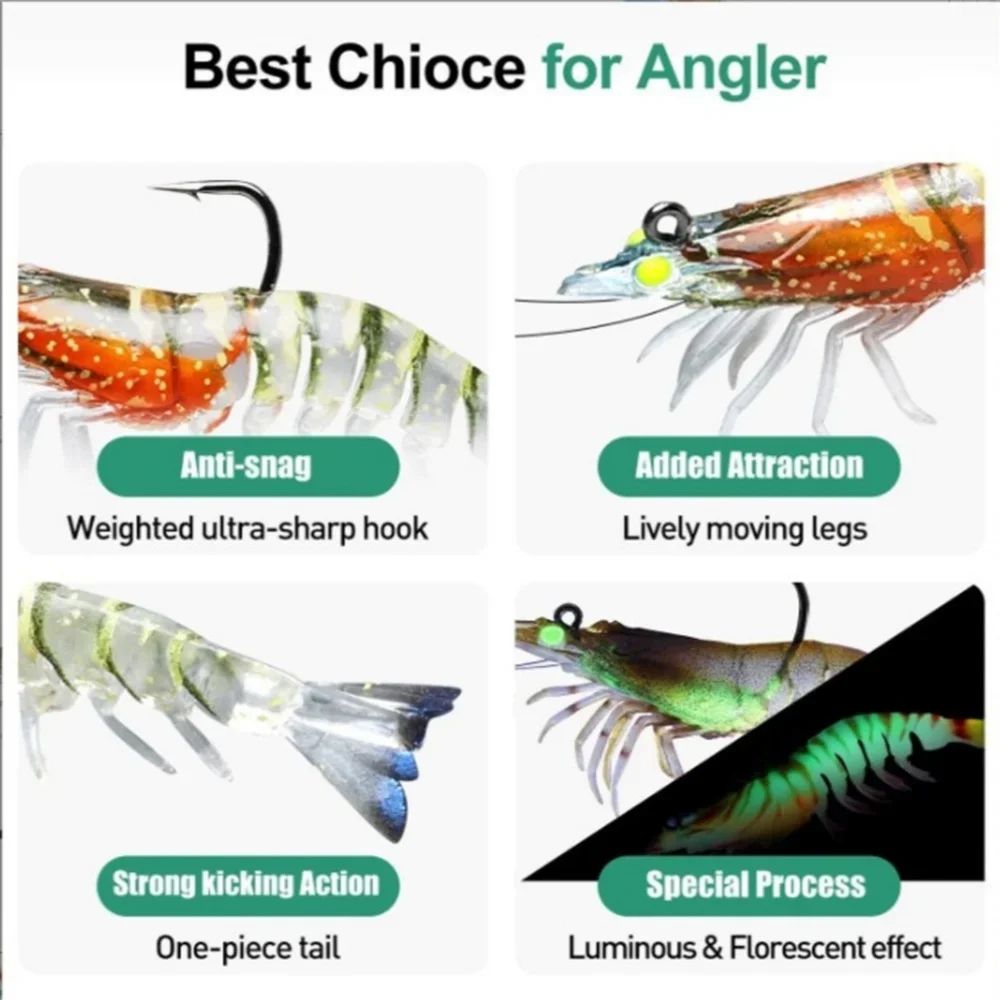 Iscas de Camarão Artificiais Macias e Realistas 9cm 12g, Jigs Luminosos para Pesca de Jigging, Iscas Artificiais para Pesca no Mar, para Peixe Vermelho, Robalo, Camarão, 1 UNID.