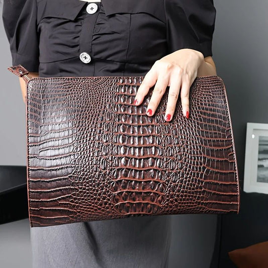 Luxury Crocodile Pattern Men/Women Clutch Bags Brand Designer Business Bag iPad Handbags Pu Leather Envelope Bag Male Wallet