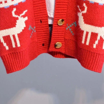 Knitted  Christmas Sweater Knit Sweaters For Men Cardigan Couple Vintage Sweater Cardigans Coat Y2K Jacket Men's Clothing