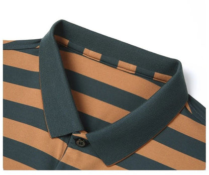 Personalized Striped Color Blocked Men's Short Sleeved Polo Shirt Fashion Brand Exquisite Embossed Summer Casual Collar T-shirt