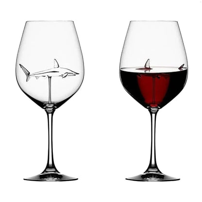 Taças de Vinho Tubarão Copo de Vidro Taça Europeia de Vinho Tinto Garrafa de Água Cálice Decoração de Festa de Casamento Presente 300ml