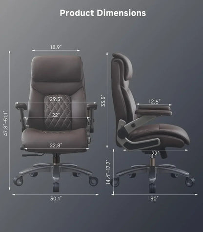 [Best Seller, Buy Now!]Big and Tall Office Chair, Executive , Adjustable Lumbar Support 3'' Double Space Wheel, Managerial Home