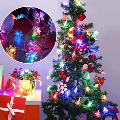 1pc LED Christmas Snowflake String Light Indoor Hanging Decorative Light Fairy Atmosphere Lamp for Wedding Party Battery Box/USB
