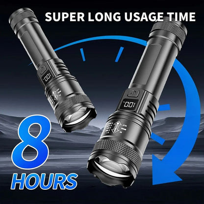 Portable Strong Light LED Flashlight Rechargeable Telescopic Zoom Torch Safety Emergency Light for Outdoor Camping Cycling Lamp