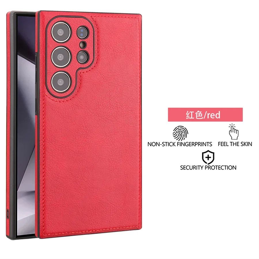 Capa de couro PU vintage de luxo para Samsung S25 Ultra S24 Plus S23 S22 S24Ultra, fina, à prova de choque, com para-choque macio