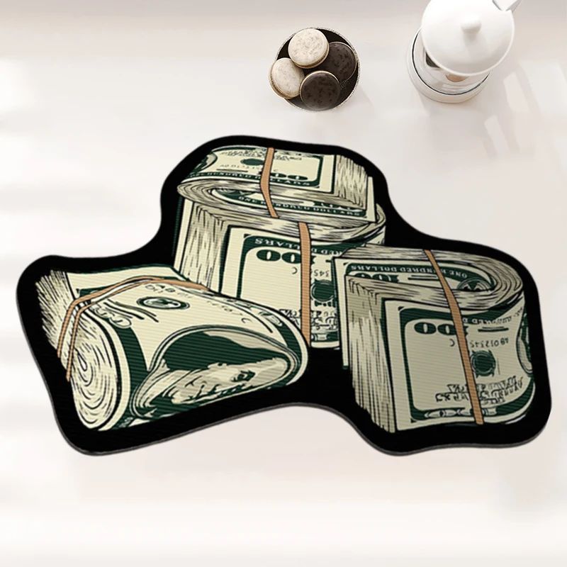 Creative  Money Shaped Carpet Personality Imitation Money Rug Dollar Rug for Bedroom Irregular  Art Floor Mat Door