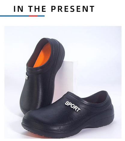 2025 New Kitchen Shoes Non-Slip Oil-Resistant Chef Rain Shoes Restaurant Food Work Shoes Comfortable EVA Material for Men