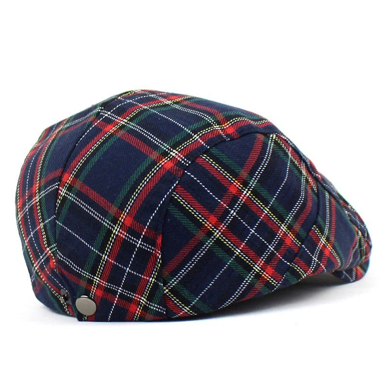 Beret British Plaid Peaked Cap Newsboy Cap Colorful Style Women Men's Forward Hat