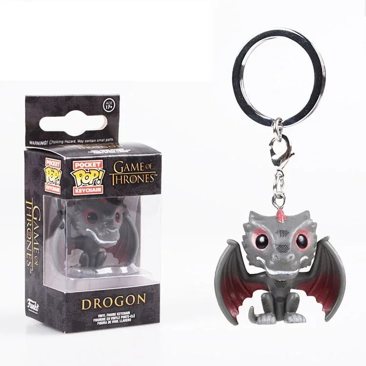 FUNKO pop Filme TV Jogo de Jon Snow Daenerys Davos Ghost Night King Thrones Tylion Drogon Chaveiro Figura Modelo Brinquedos Colecionáveis